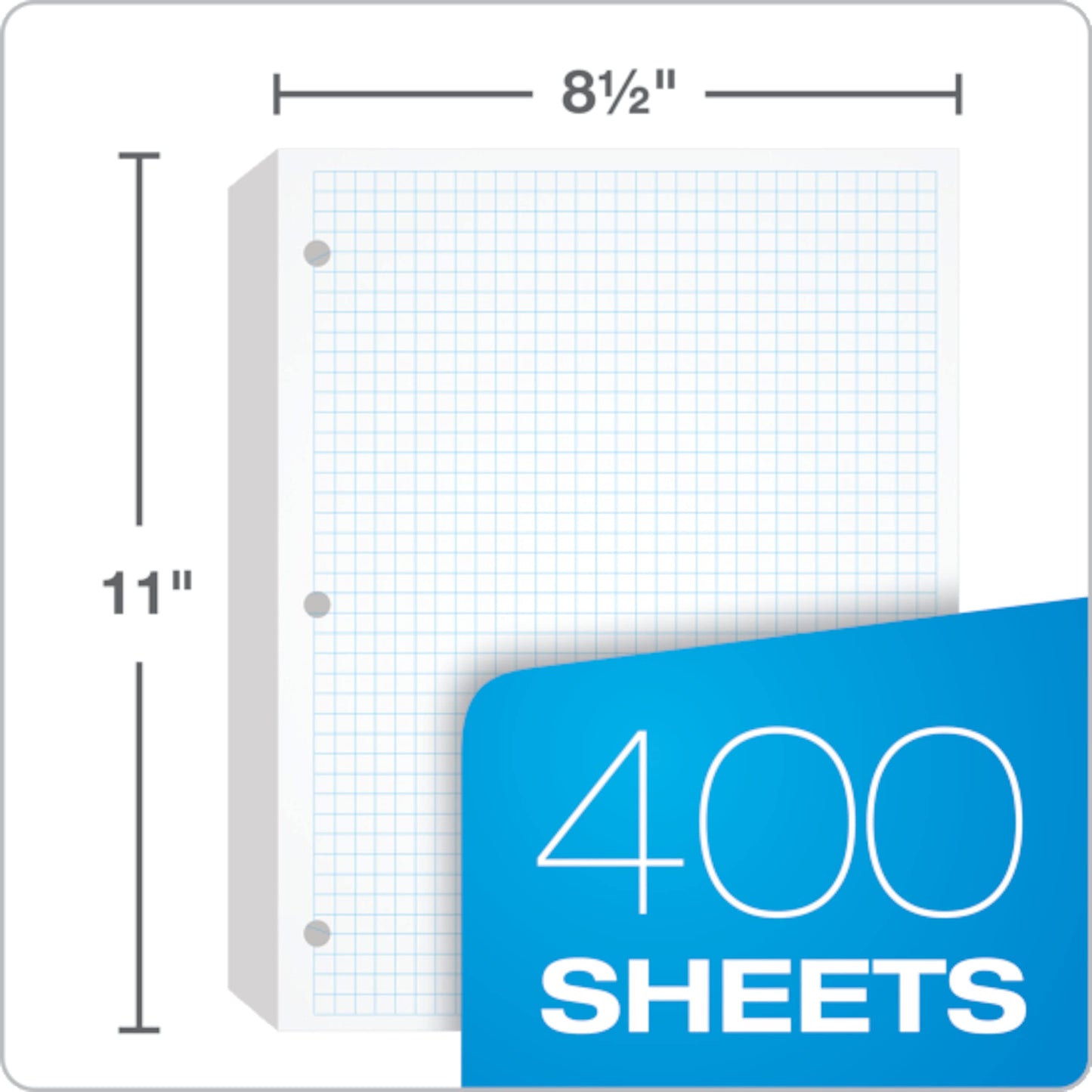 Oxford Filler Paper, 8-1/2" x 11", 4 x 4 Graph Rule, 3-Hole Punched, Loose-Leaf Paper for 3-Ring Binders, 400 Sheets Per Pack (62360),White