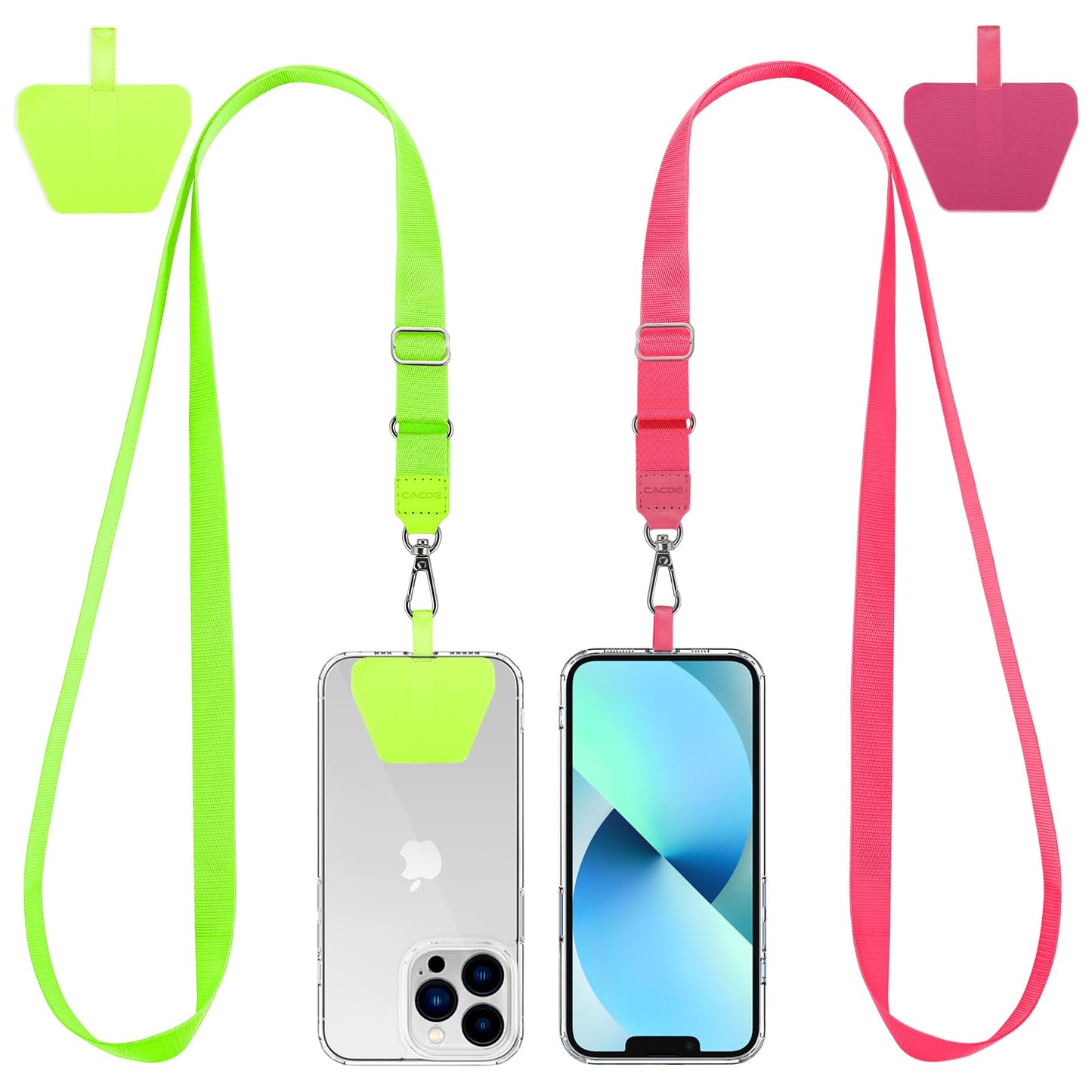 CACOE Phone Lanyard 2 Pack-2× Adjustable Neck Strap,2× Phone Patches,Universal Cell Phone Multifuctional Patch Lanyards Compatible with Most Smartphones(Black+Gray)