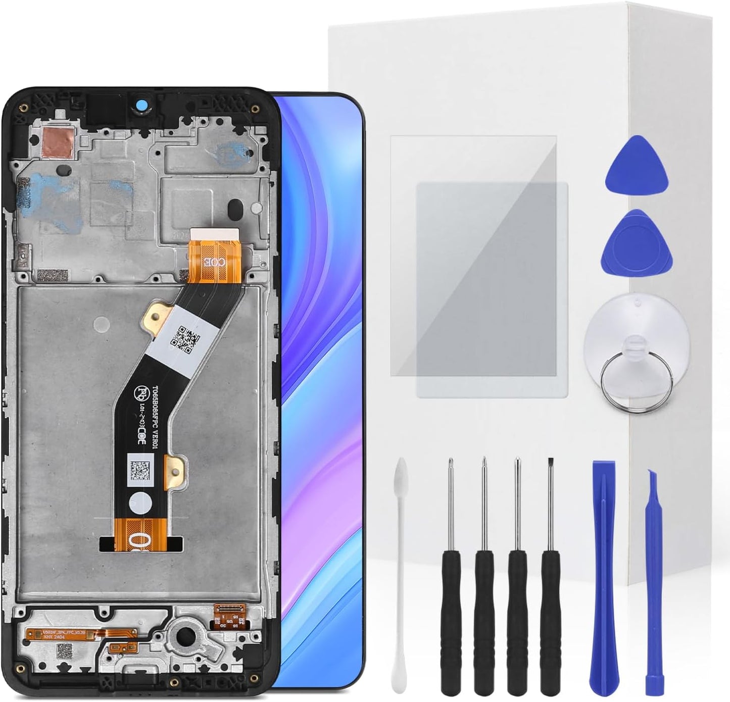 BLU View 5 Screen Replacement Full LCD Screen Display Touch Digitizer Frame Assembly with Repair Tool for Model BLU View 5 B160V 6.56inch