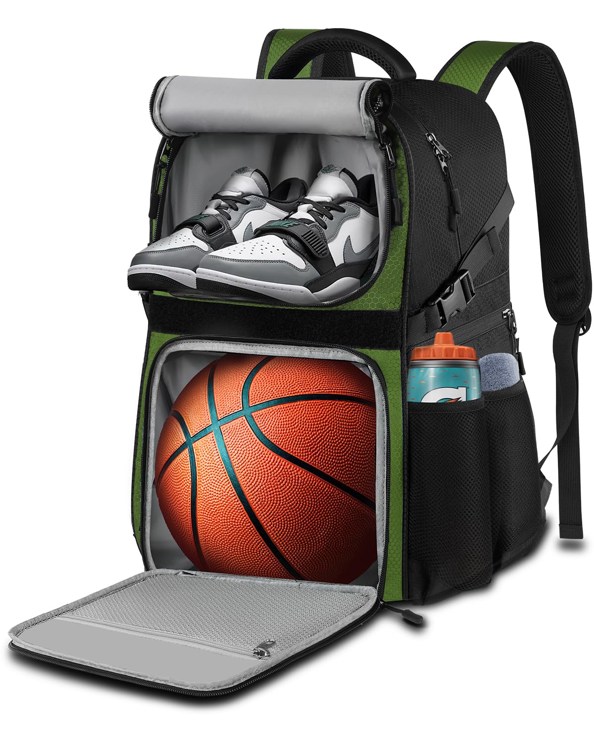 Basketball Bag Backpack with Ball Holder Shoes Compartment, Large Basketball Accessories Sports Bag