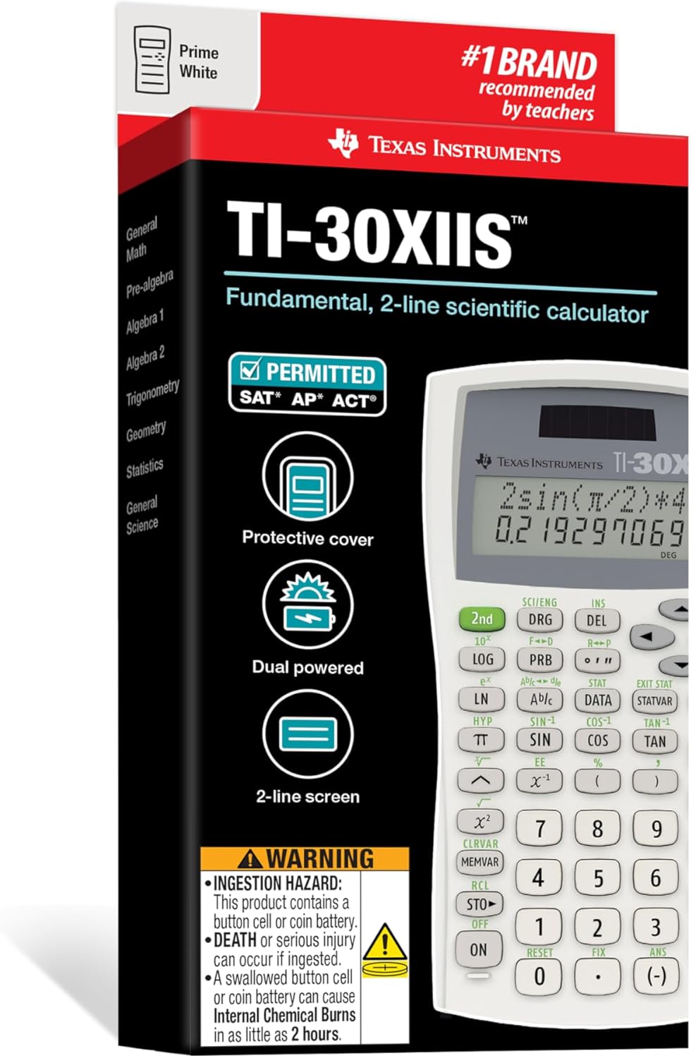 Texas Instruments TI-30XIIS Scientific Calculator, White