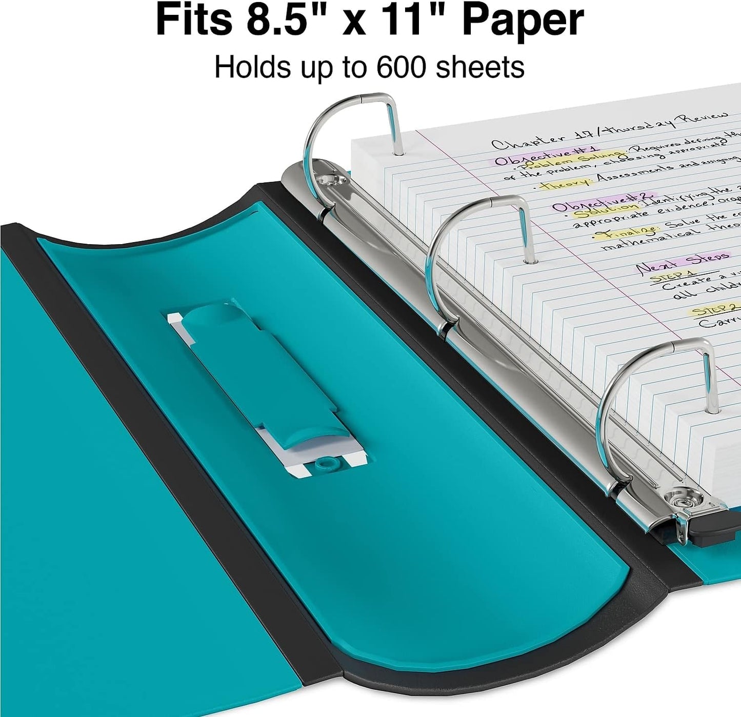 STAPLES 3 Inch BetterView Binder with D-Rings (Teal)