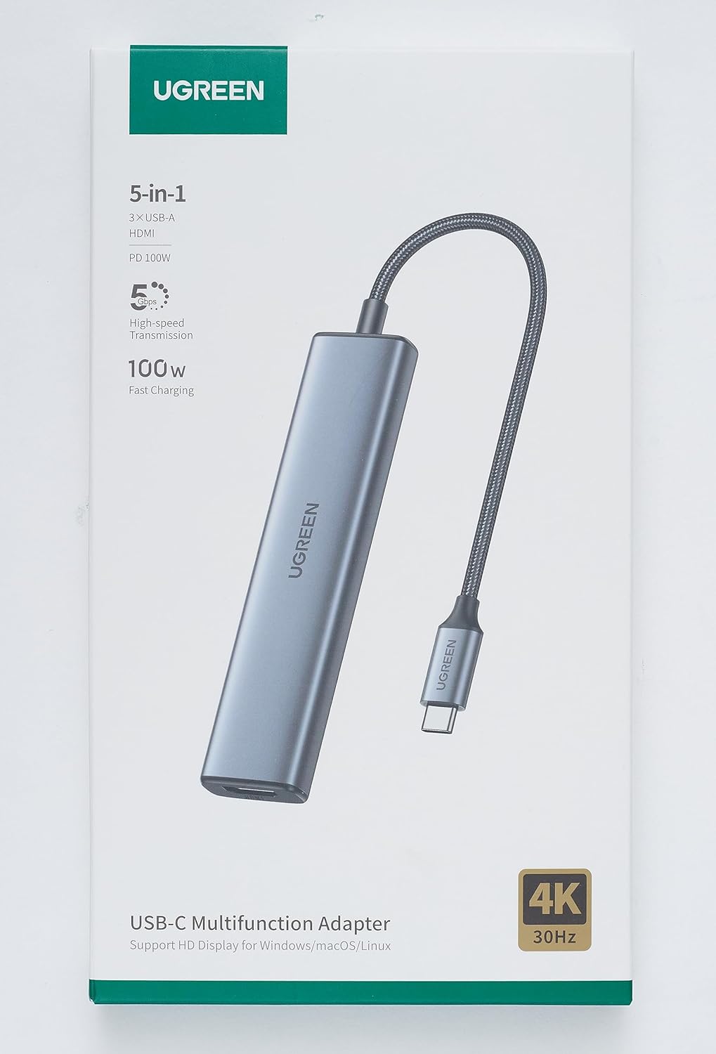UGREEN Revodok 105 USB C Hub 5 in 1 Multiport Adapter 4K HDMI, 100W Power Delivery, 3 USB-A Data Ports, USB C Dongle for MacBook Pro/Air, iPad Pro, iMac, iPhone 15 Pro/Pro Max, XPS, Thinkpad