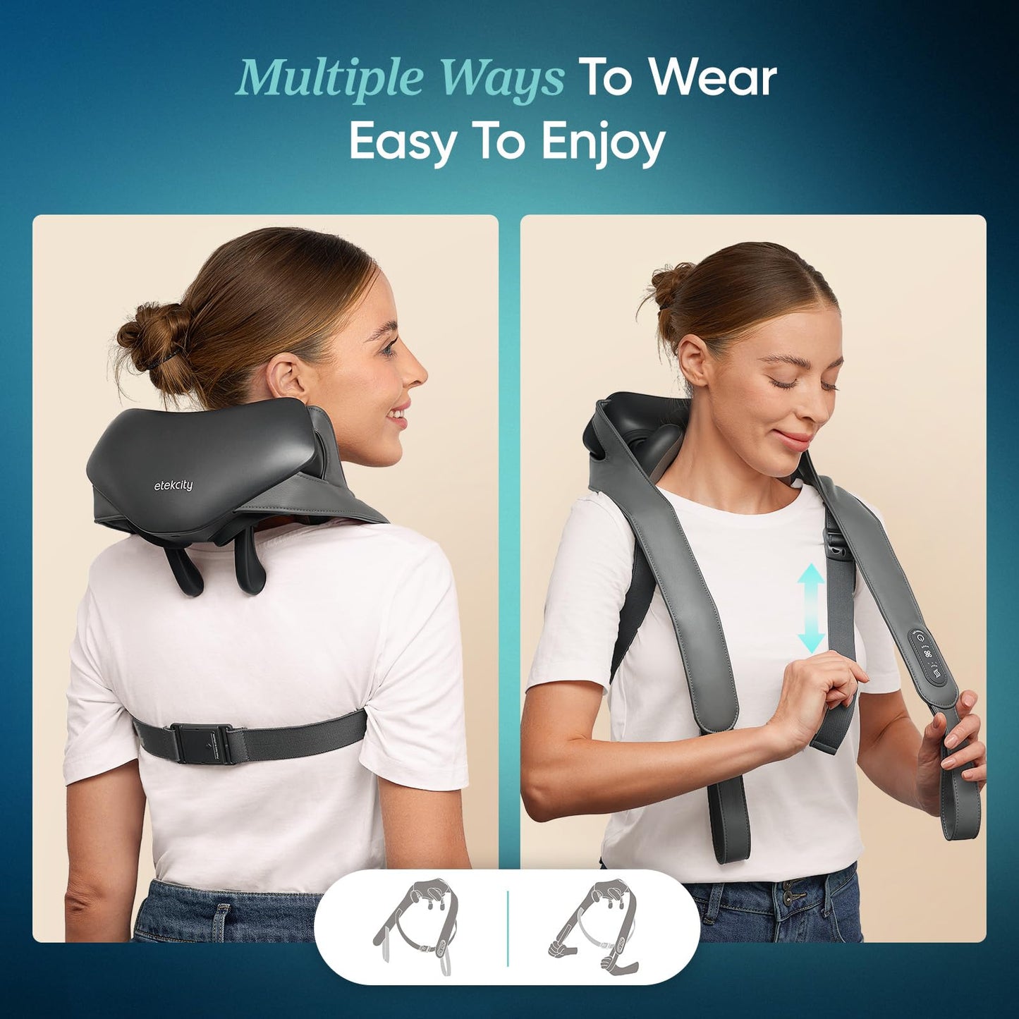 Etekcity Cordless Neck Massager for Pain Relief Deep Tissue, Shiatsu Shoulder Massager with Heat, Massage Tools for Back, Trapezius, Lymphatic Drainage, Relaxation Therapy for Him&Her,Women,Men,Cadeo