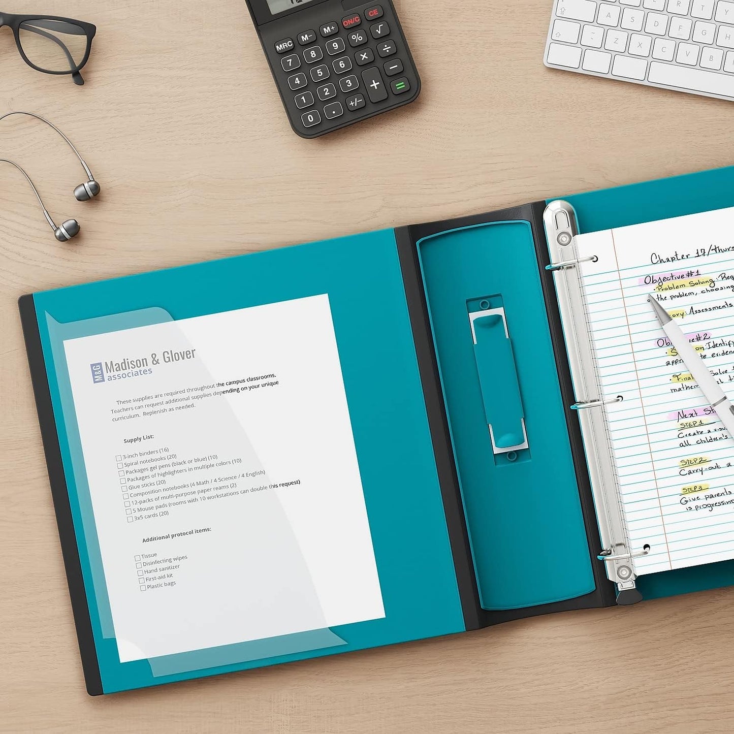 STAPLES 3 Inch BetterView Binder with D-Rings (Teal)