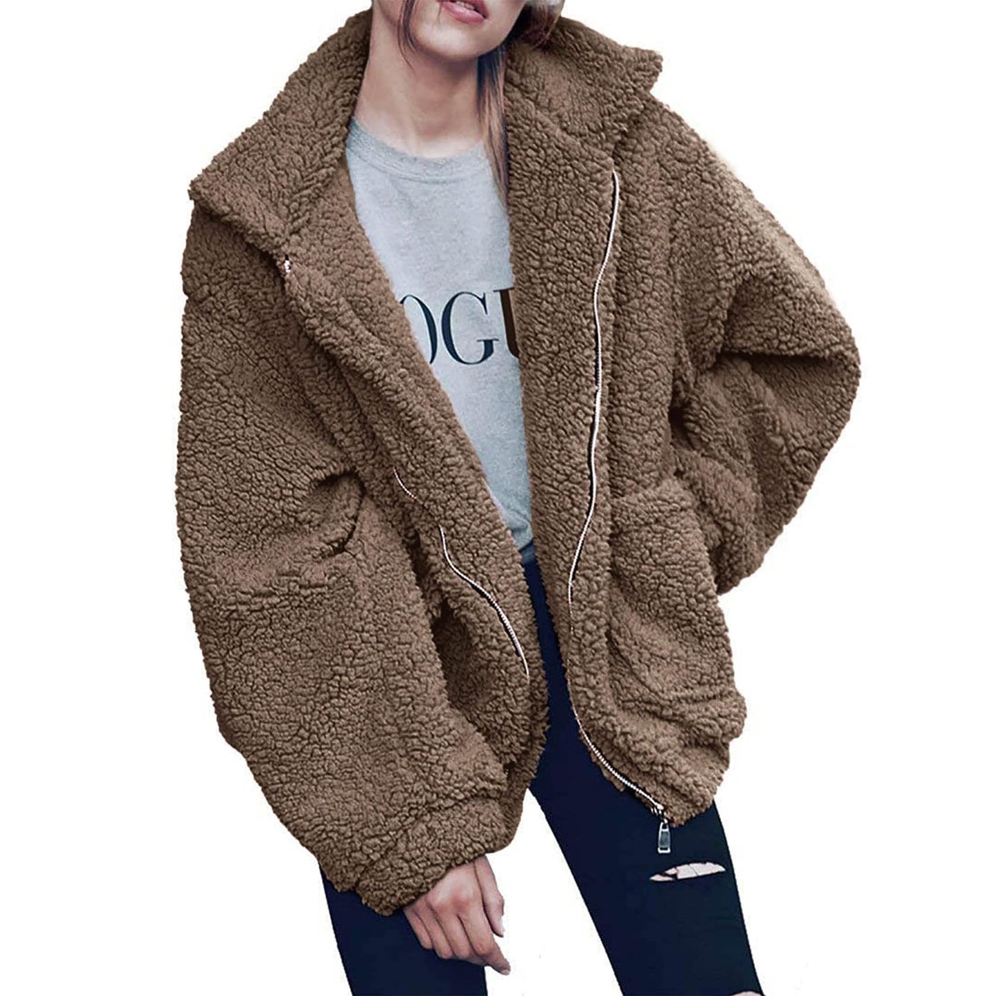 PRETTYGARDEN Women's Fashion Winter Coats Sherpa Fleece Faux Fur Shearling Oversized Trendy Jackets Warm Outerwear Clothing