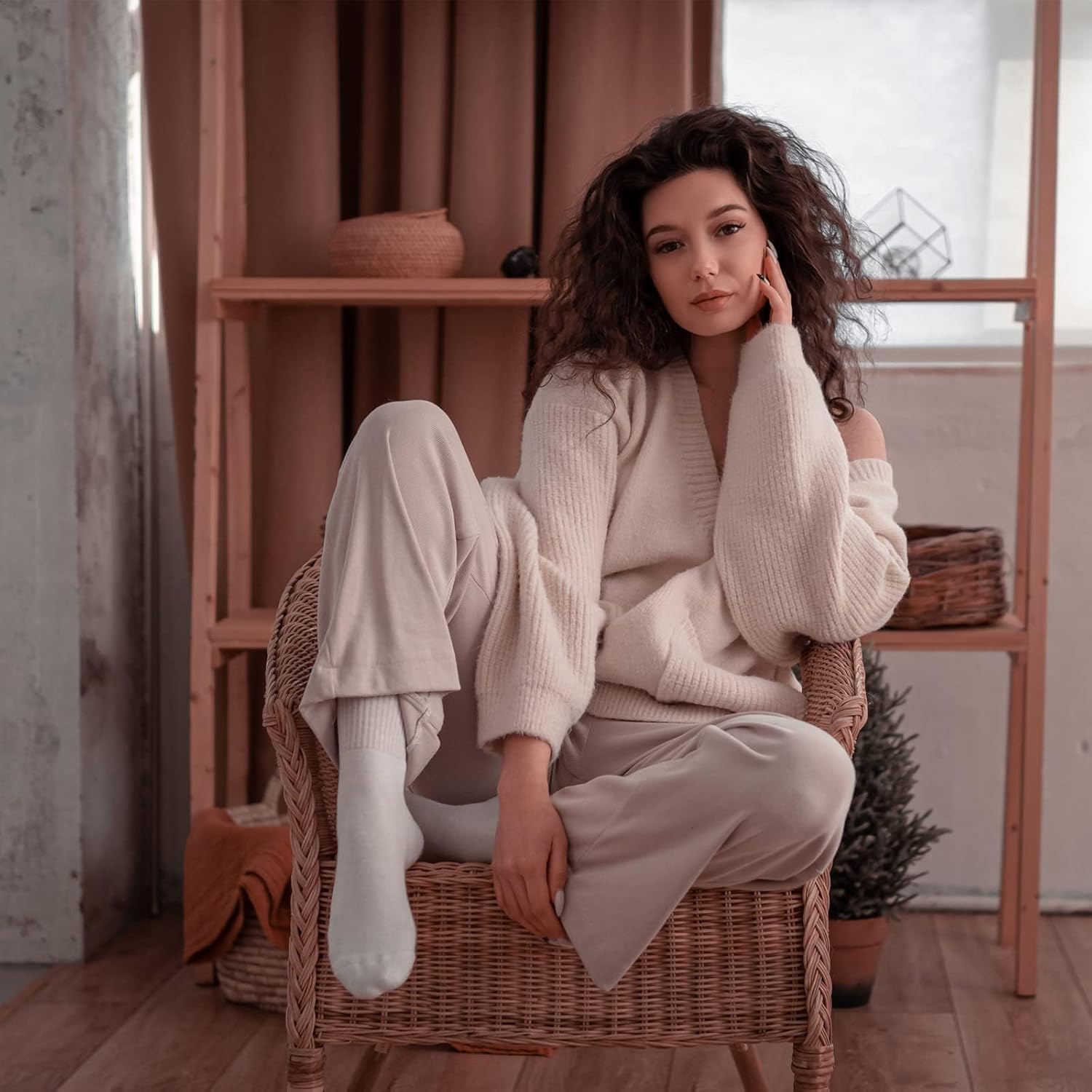 J-BOX Women Breathable Cotton Crew Socks - Cushioned Athletic Socks for Yoga, Running & Casual, 5 Pairs