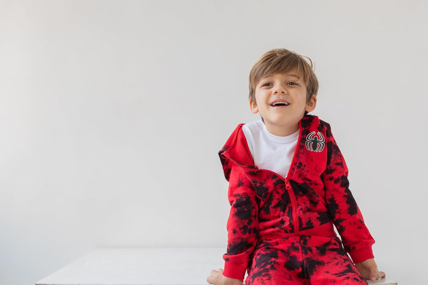Marvel Spider-Man Tie Dye French Terry Zip Up Hoodie Graphic T-Shirt Pants Infant to Toddler