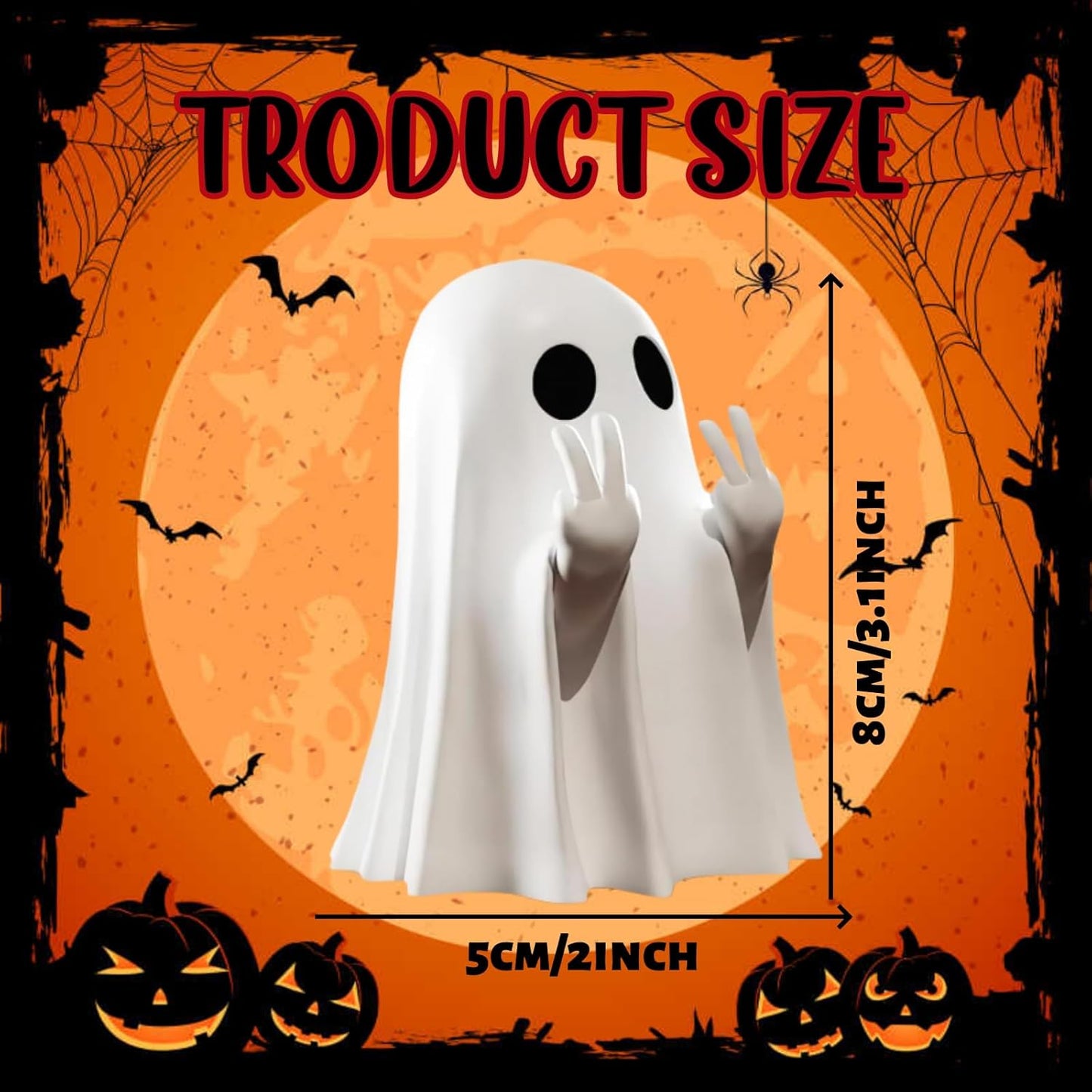 Halloween Ghost Figurine, Halloween Decor Indoor, Cute Finger Ghost Decorations, Funny Finger Ghost Ornaments, Coffee Table Centerpieces Shelf Mantel Display (A)