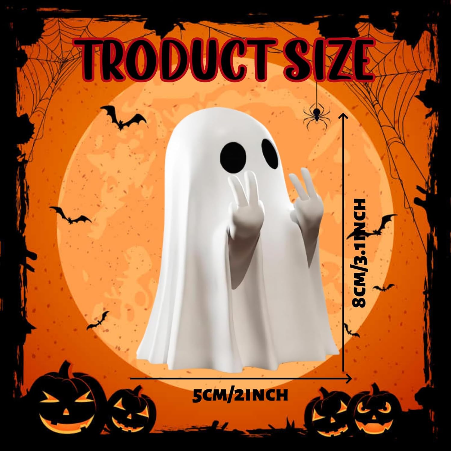 Halloween Ghost Figurine, Halloween Decor Indoor, Cute Finger Ghost Decorations, Funny Finger Ghost Ornaments, Coffee Table Centerpieces Shelf Mantel Display (A)