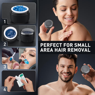 Nose Wax Kit - Portable Wax Warmer for Hair Removal with 100g Wax, 24 Applicators, 12 Nose Hair Sticks 3 Silicone Pots, Wax Melt Warmer Waxing Kit for Women and Men - Black