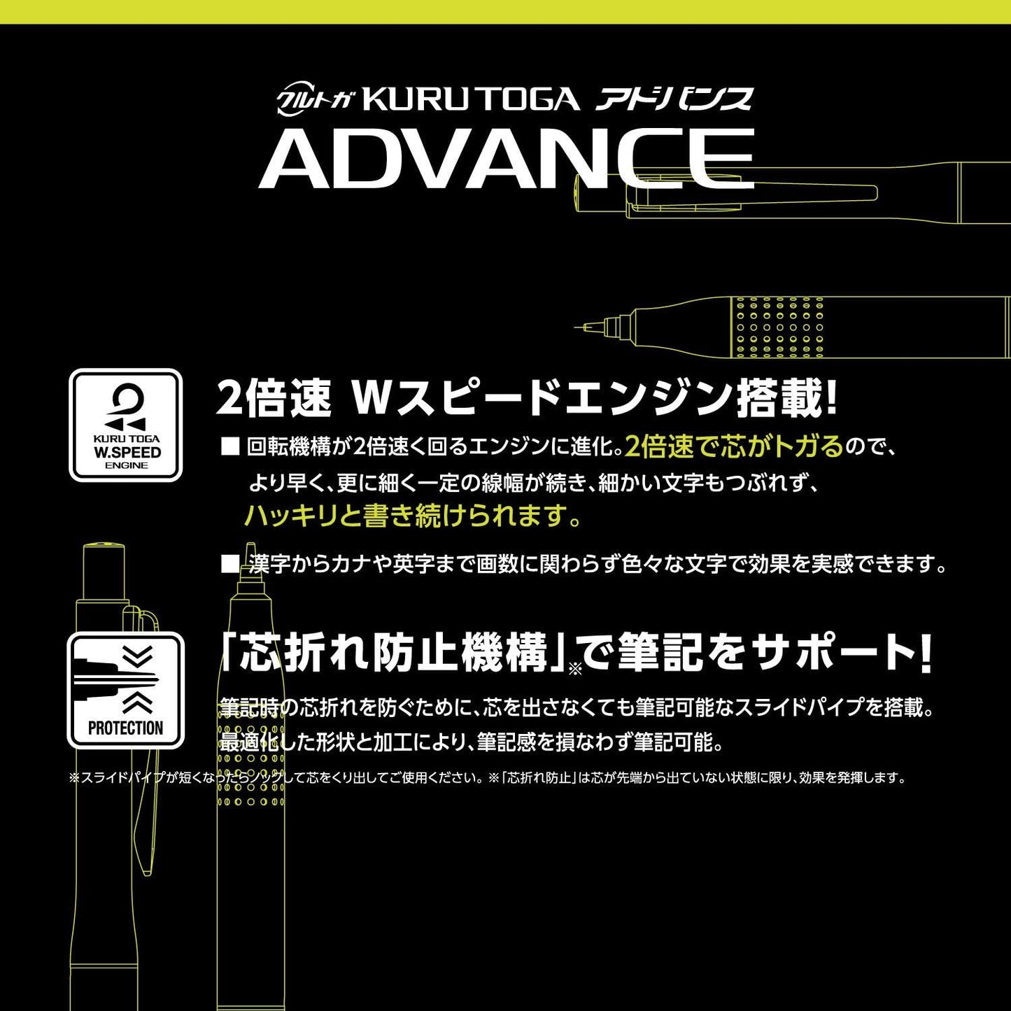 Uni Kurutoga Advance Upgrade Model 0.5mm Mechanical Pencil, Gun Metallic Body (M510301P.43), Black
