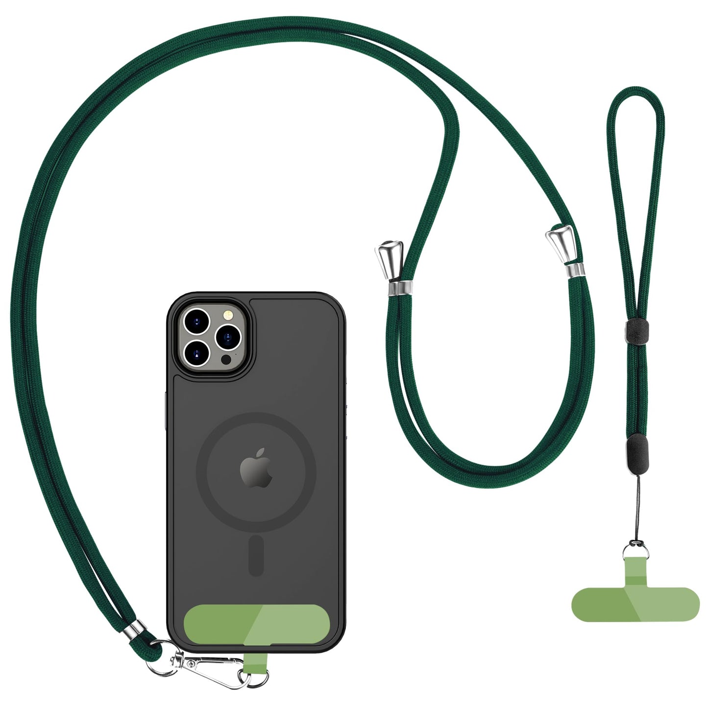 CACOE Cell Phone Lanyard 2 Pcs-1 Pcs Adjustable Neck Strap,1 Pcs Wrist Strap,2 Pcs Pads,Universal Crossbody,Multifuctional Compatible with Most Smartphones(Black)