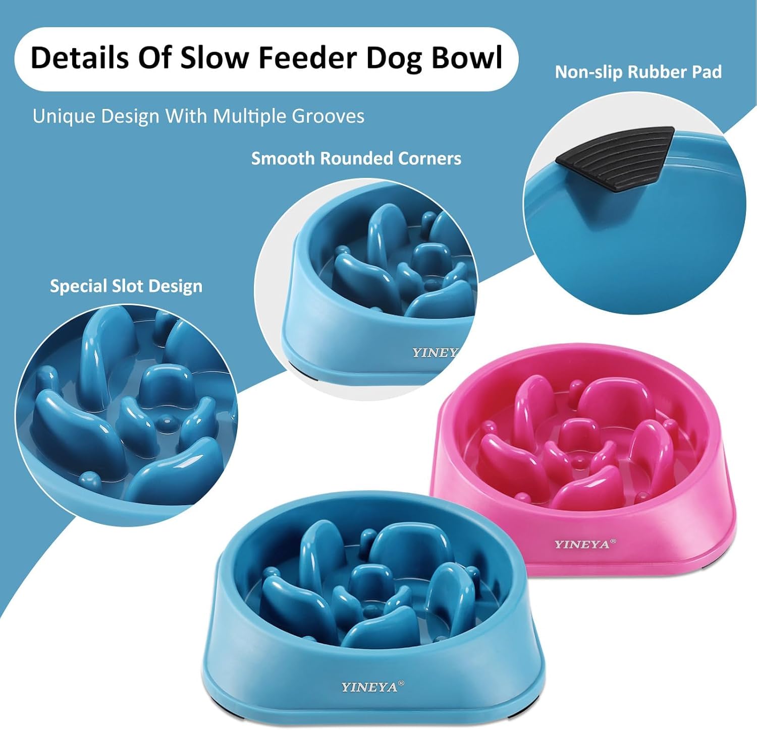 2PCS Slow Feeder Dog Bowls, Pet Supplies That Slow Down Eating, Pet Food Bowls, Maze Dog Puzzle Feeder for Medium Breed