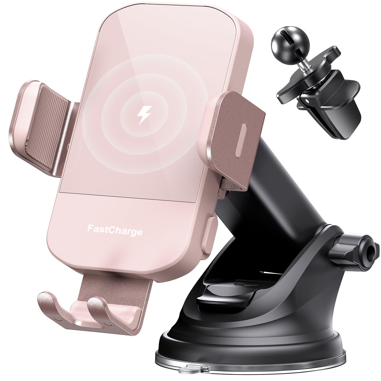 CHGeek Wireless Car Charger, 15W Fast Charging Auto Clamping Car Charger Phone Mount Phone Holder fit for iPhone 16 15 14 13 12 Pro Max 11 XR XS, Samsung Galaxy S24 Ultra S23 S22 S21, S20, S10+, Black
