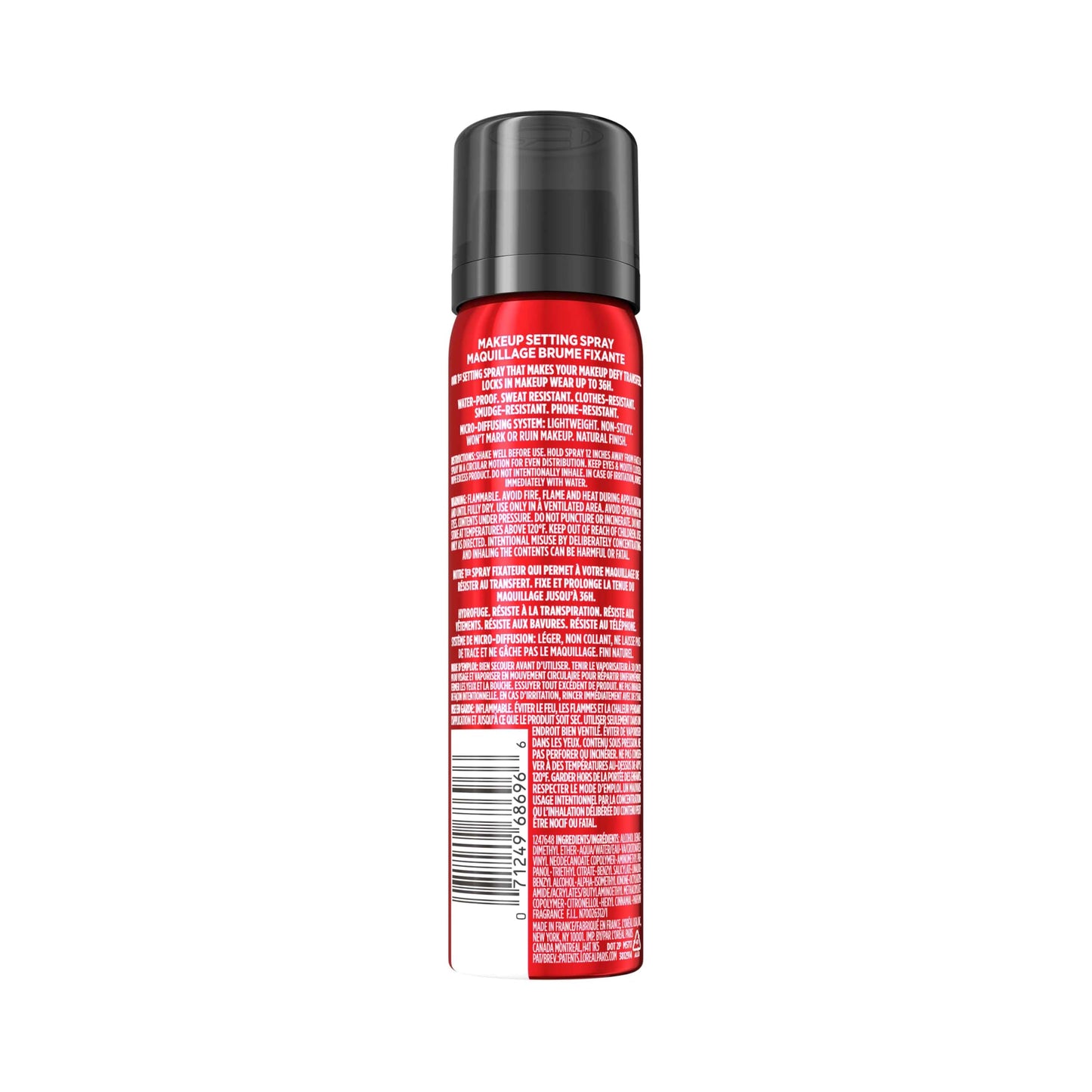 L'Oreal Paris Infallible 3-Second Setting Spray Mist, Microfine Mist for up to 36HR Wear, Clear, 1.76 oz