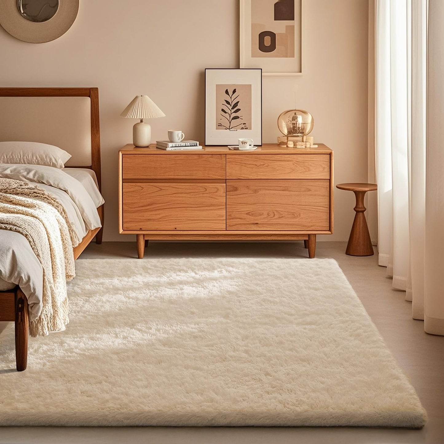Ophanie Area Rugs for Bedroom Living Room, Grey Fluffy Fuzzy Shag Shaggy Soft Plush Carpet, 4x6 Indoor Floor Gray Rug for Kids Home Dorm Decor Aesthetic