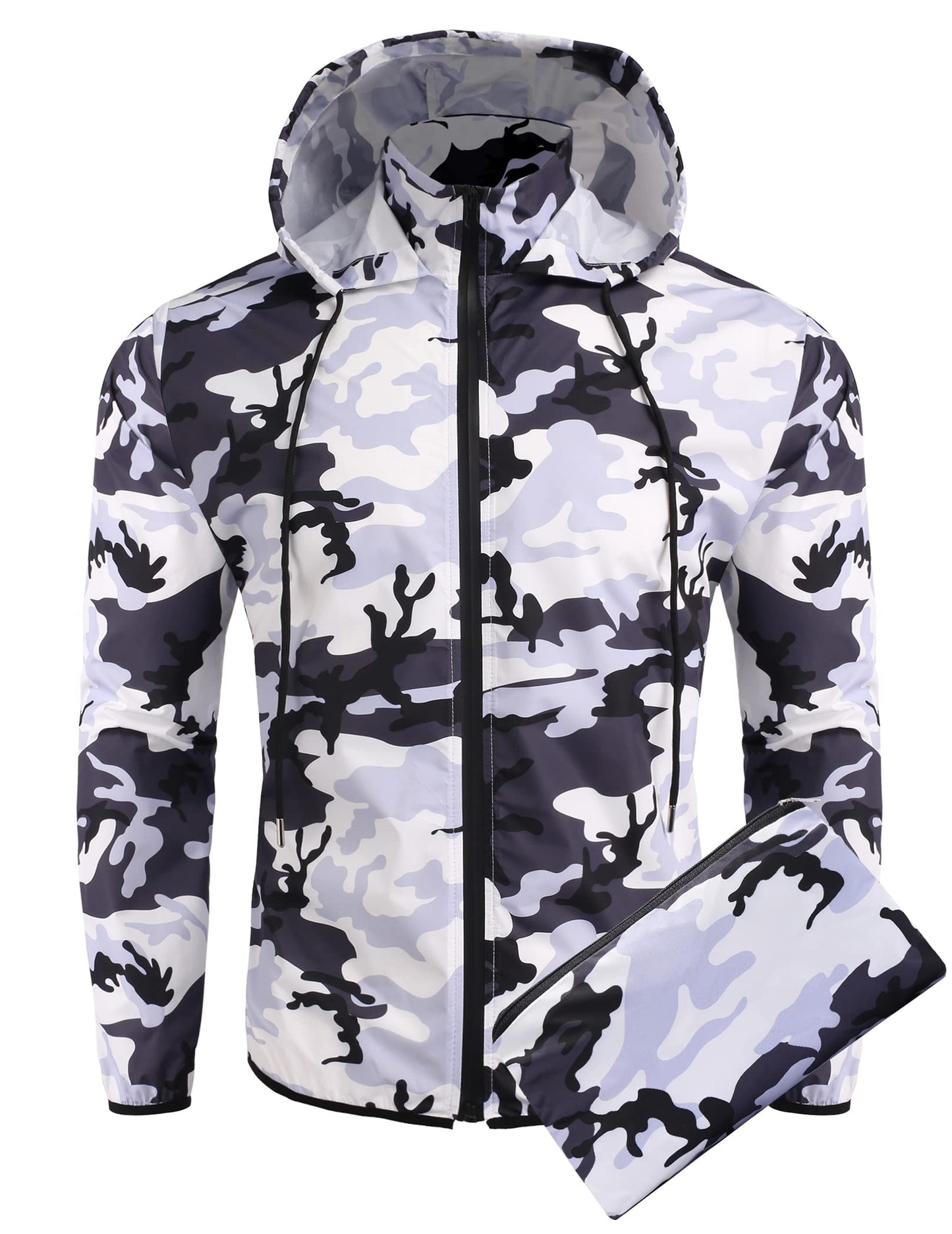 COOFANDY Men's Packable Rain Jacket Lightweight Waterproof Raincoat with Hood Travel Hiking Golf Windbreaker