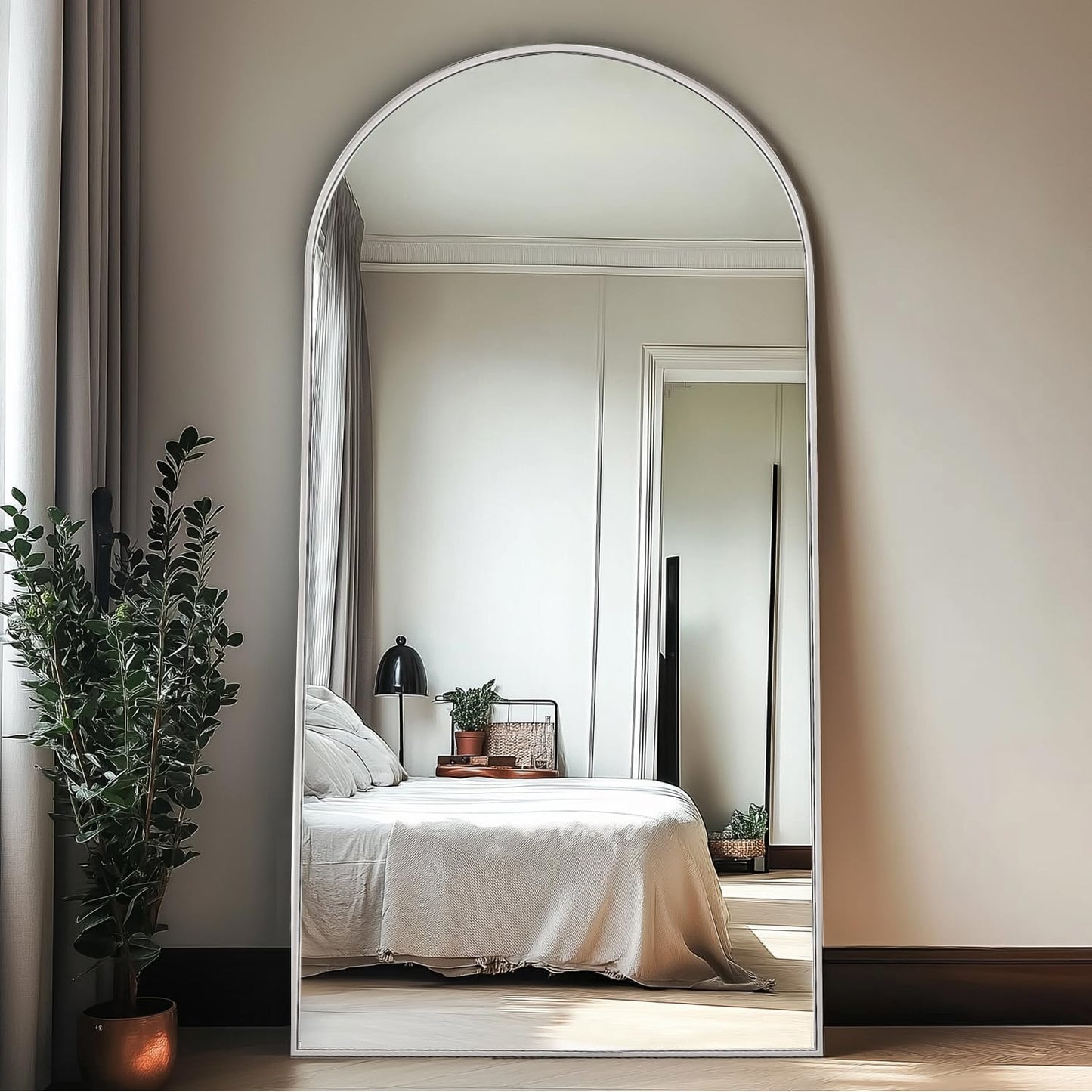 TinyTimes 64''x21'' Arched Full Length Mirror with Stand, Full Body Mirror, Mirrors Full Length Floor Freestanding, Wall Mounted Mirrors for Bedroom Living Room Cloakroom (Gold)