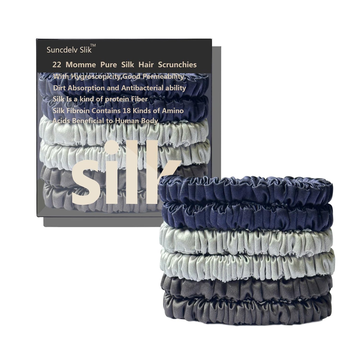 Silk Hair Towel, Friction-Resistant, Amino Acid-Rich, Durable, Breathable (6PCS(Bean Paste, Rose Gold, Rice White))