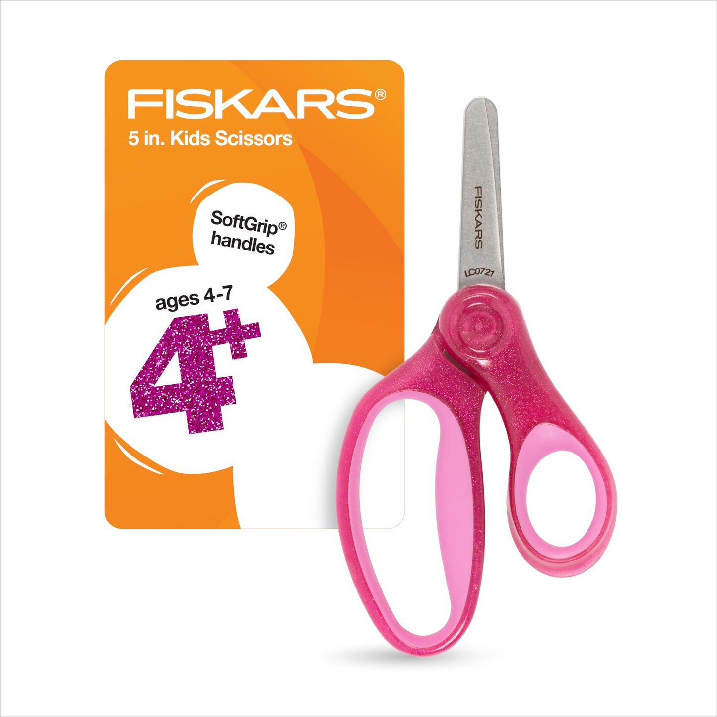 Fiskars 5" SoftGrip Blunt-Tip Scissors for Kids Ages 4-7, Scissors for School or Crafting, Back to School Supplies, Blue Lightning