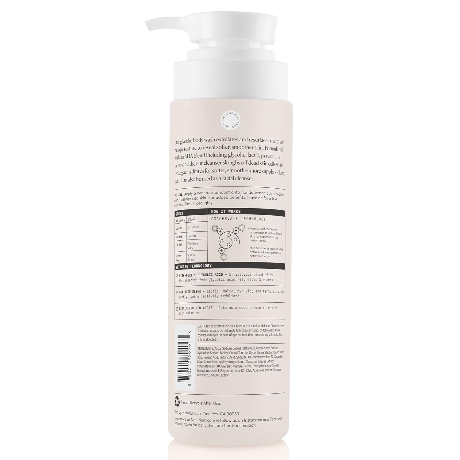 Naturium The Smoother Glycolic Acid Exfoliating Body Wash, Soft & Smoothing Cleanser, 16.9 oz