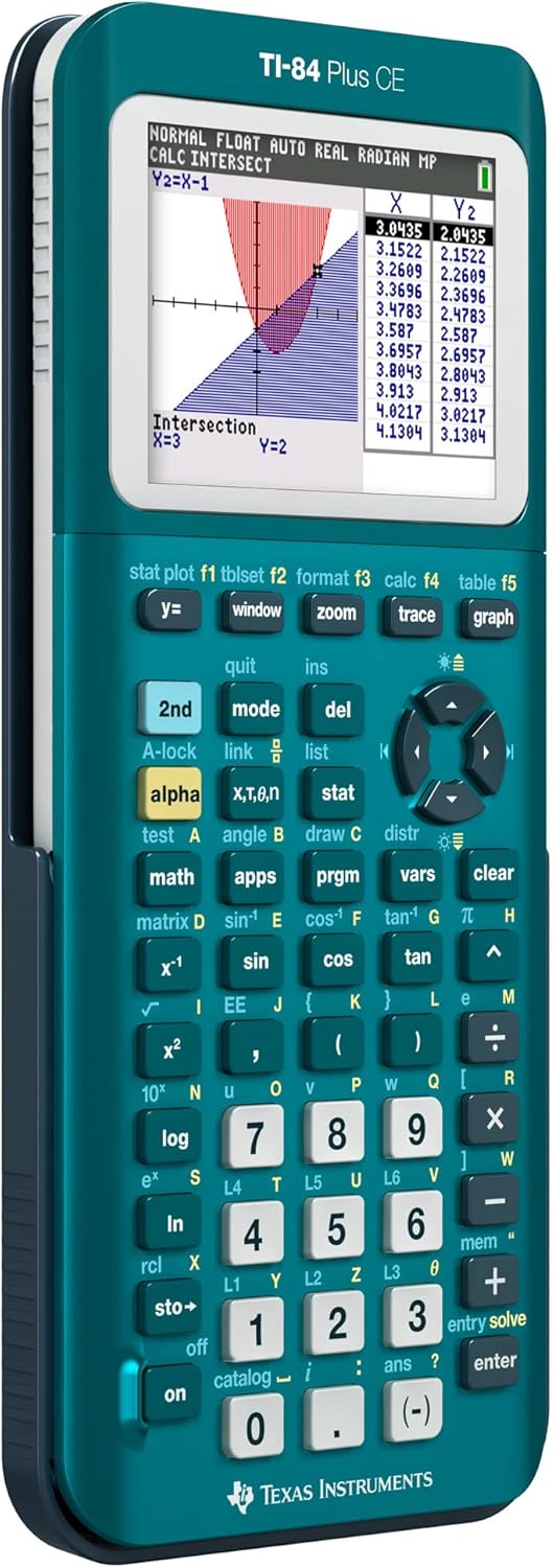 Texas Instruments TI-84 Plus CE Color Graphing Calculator, Teal (Metallic)