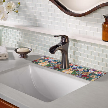 Sink Faucet Absorbing Mat, 2 Pack Drying Mat Around Faucet Sink Splash Guard Behind Faucet Sinkmat For Kitchen Bathroom Island Rv 24 * 5.5 Inch (60 * 14 cm)