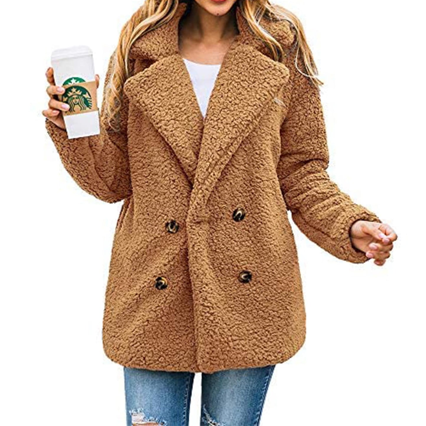 PRETTYGARDEN Women's Fashion Winter Coats Sherpa Fleece Faux Fur Shearling Oversized Trendy Jackets Warm Outerwear Clothing