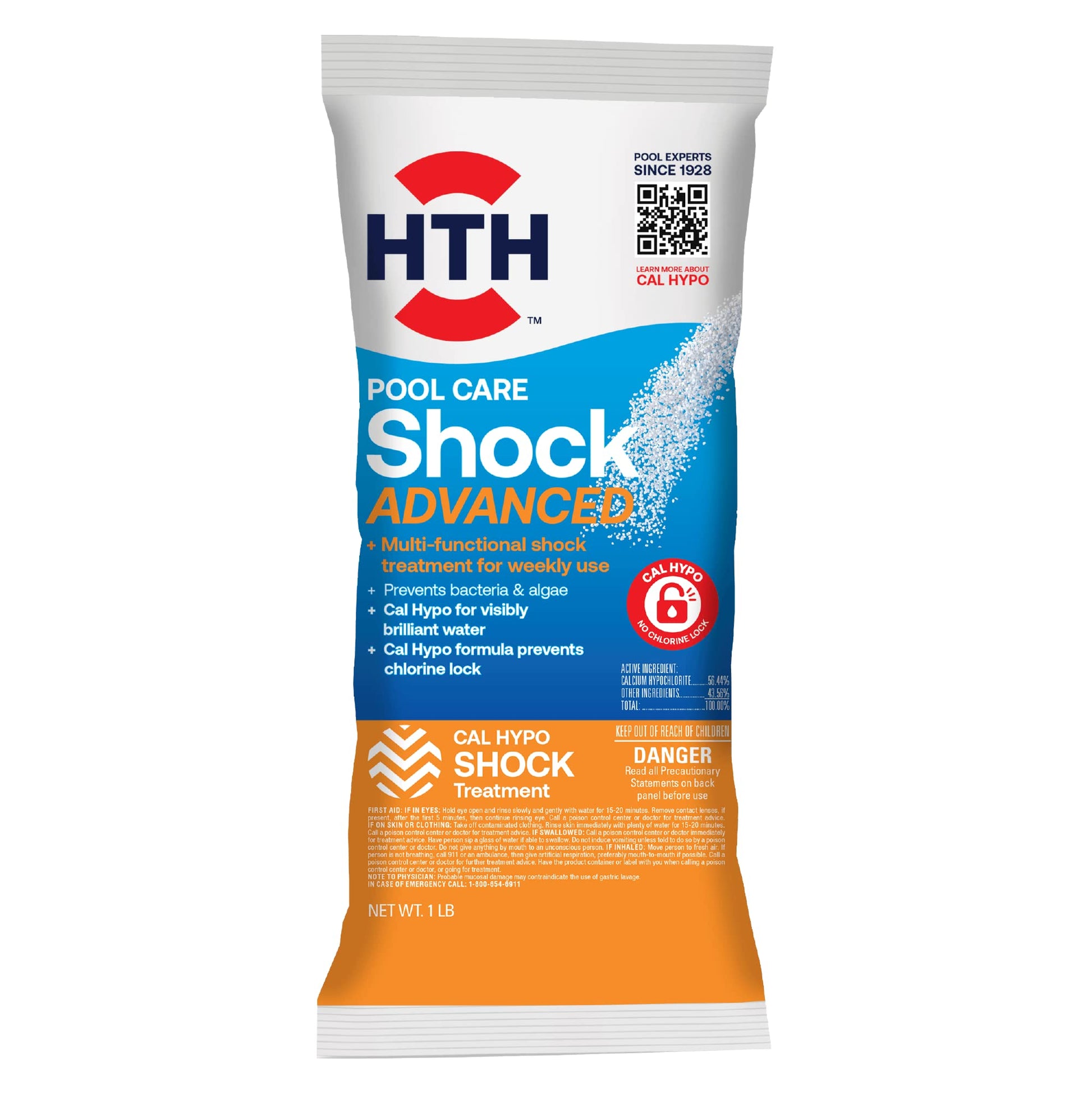 HTH 52036R Pool Care Shock Advanced, Swimming Pool Chemical - Cal Hypo Formula, Prevents Bacteria & Algae, Restores Crystal Clear Water - Shock Treatment, (6 Pack)