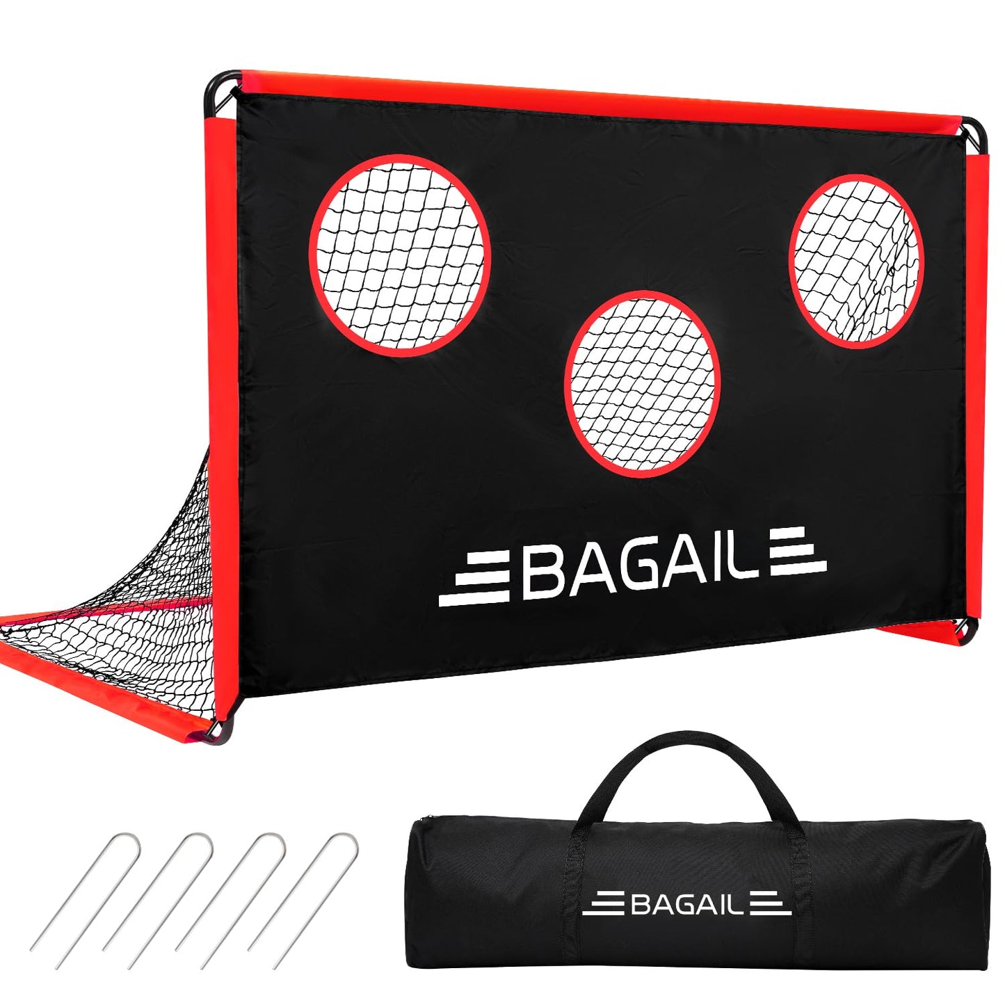 BAGAIL Soccer Goal, 2-in-1 Soccer Net with Targets, 6x4 FT Pop Up Soccer Trainer for Backyard with Detachable Target Cloth and Carry Bag, Indoor Outdoor Fun Soccer Game