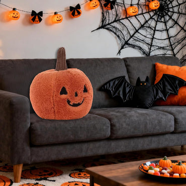 Halloween Pumpkin Plush Pillow Stuffed Toy for Kids - 11.8" Plush Pumpkin Shaped Throw Pillow, Soft Stuffed Fall Halloween Decor for Sofa Bed, Funny Thanksgiving