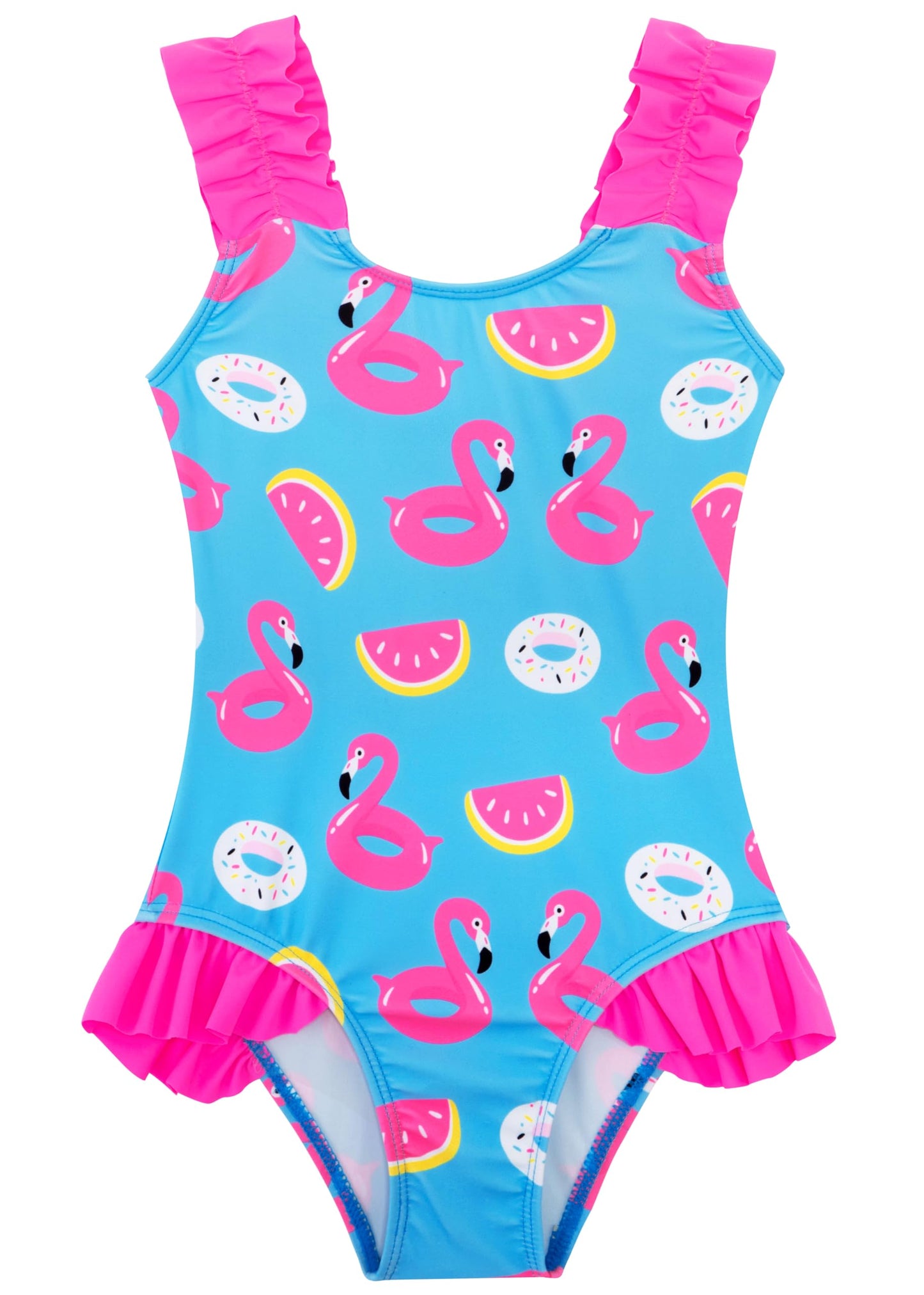 XiaoMoSha Girls One Piece Swimsuit Ruffled Straps Bathing Suits Summer Swim Suit Quick Dry Beach Swimwear for Kids 3-10 Years