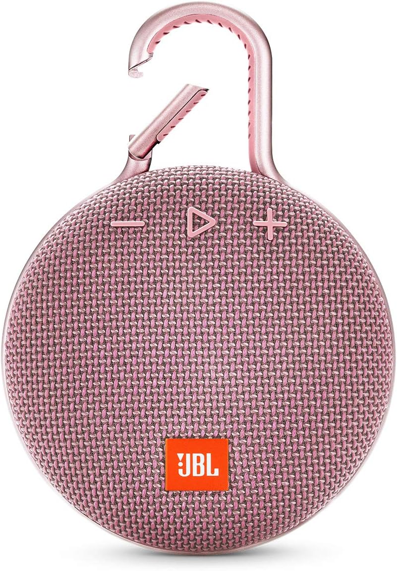 JBL Clip 3, Dusty Pink - Waterproof, Durable & Portable Bluetooth Speaker - Up to 10 Hours of Play - Includes Noise-Cancelling Speakerphone & Wireless Streaming