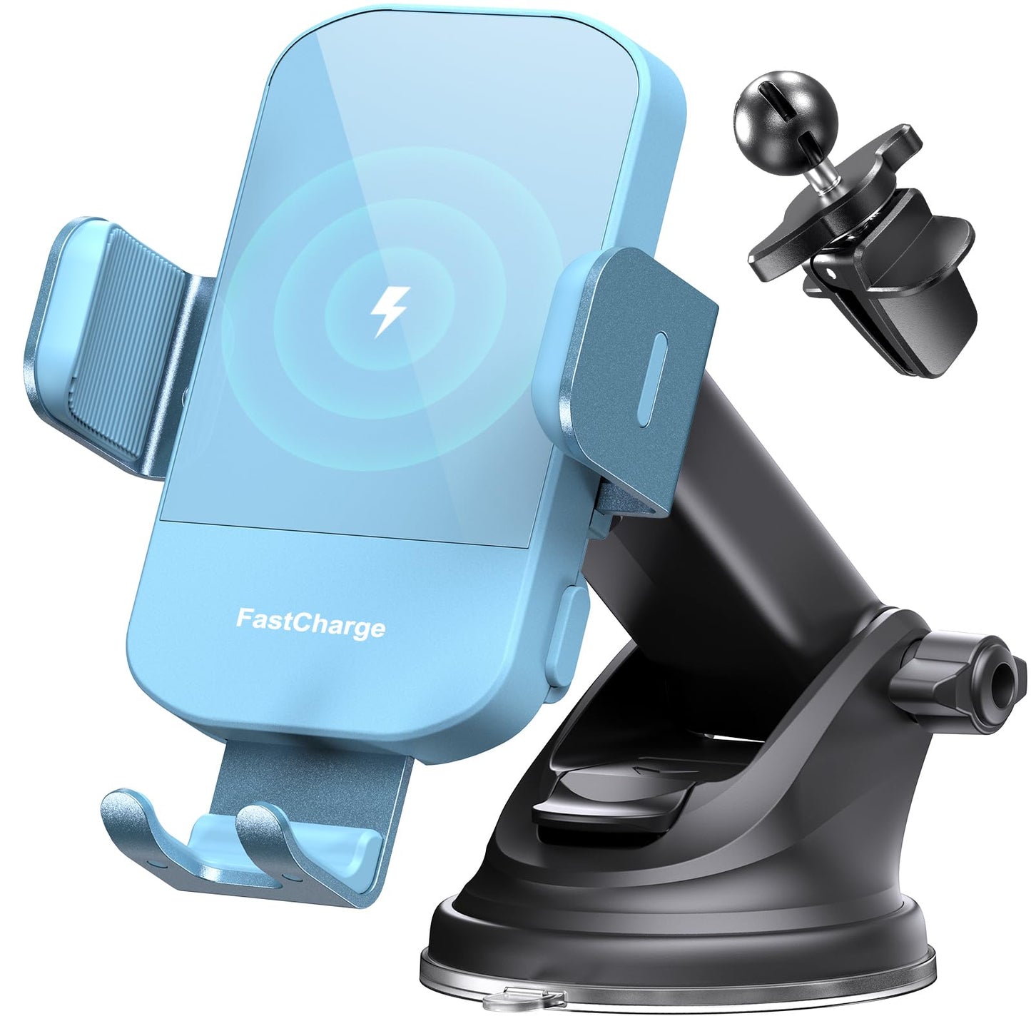 CHGeek Wireless Car Charger, 15W Fast Charging Auto Clamping Car Charger Phone Mount Phone Holder fit for iPhone 16 15 14 13 12 Pro Max 11 XR XS, Samsung Galaxy S24 Ultra S23 S22 S21, S20, S10+, Black