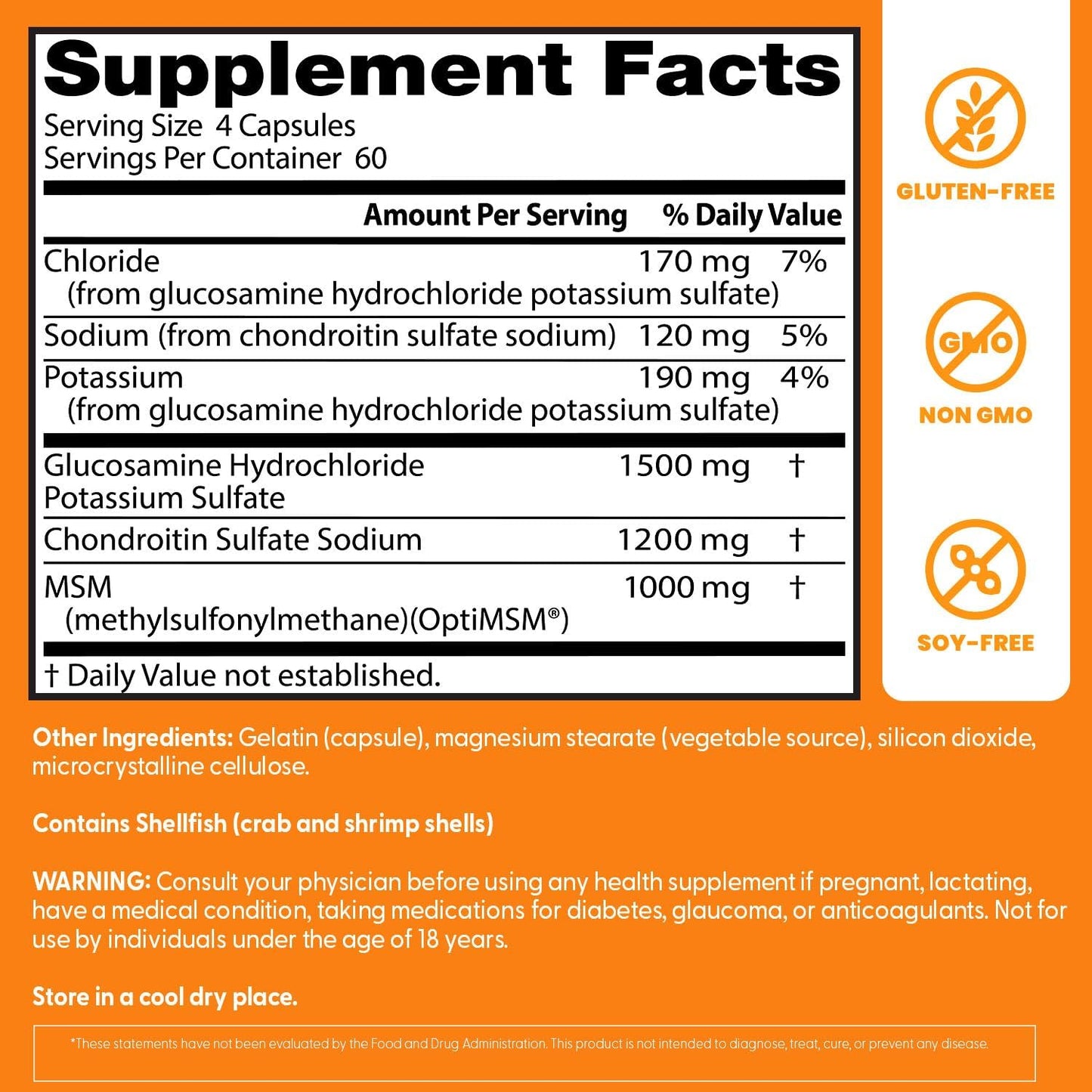 Doctor's Best Glucosamine Chondroitin Msm with OptiMSM Capsules, Supports Healthy Joint Structure, Function & Comfort, Non-GMO, Gluten Free, Soy Free, 240 Count (Pack of 1)