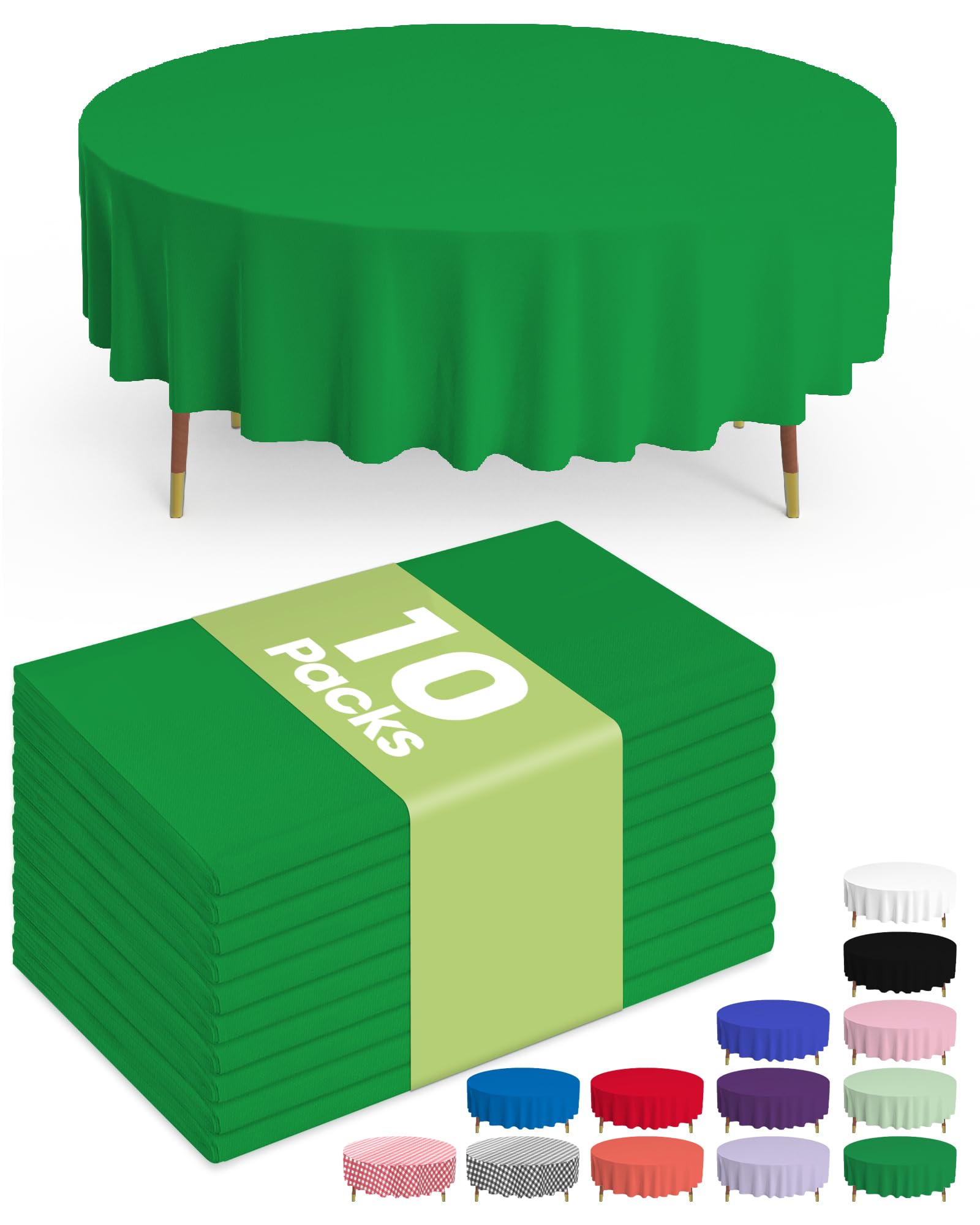 Pureegg Plastic Table Cloth Disposable 10 Pack, 54 x 108 Inch Table Cloths, Party, Picnic, Wedding, Decorative Tablecloths, Rectangle, White Plastic Cover, Leakproof & Sturdy, White