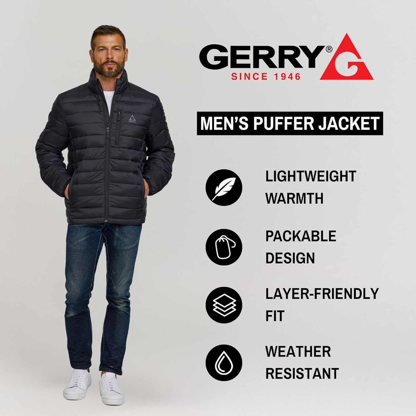 Gerry Packable Puffer Jacket Men, Warm Lightweight Winter Jackets for Men