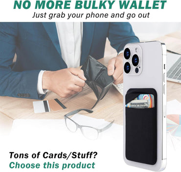 3Pack Cell Phone Card Holder Pocket for Back of Phone,Stretchy Stick on Wallet Credit Card ID Case Pouch Sleeve Self Adhesive Sticker with Flap for iPhone Samsung Galaxy-2Black+1Navy Blue