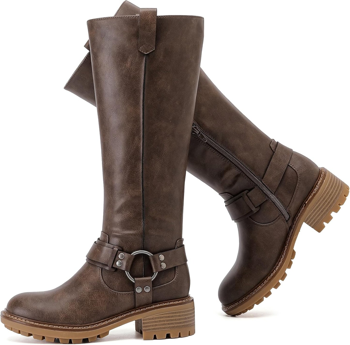 Women's Knee High Boots Stylish Comfort Round Toe Tall Riding Combat Boot Classic Fashion Fall Winter Boots for Women.