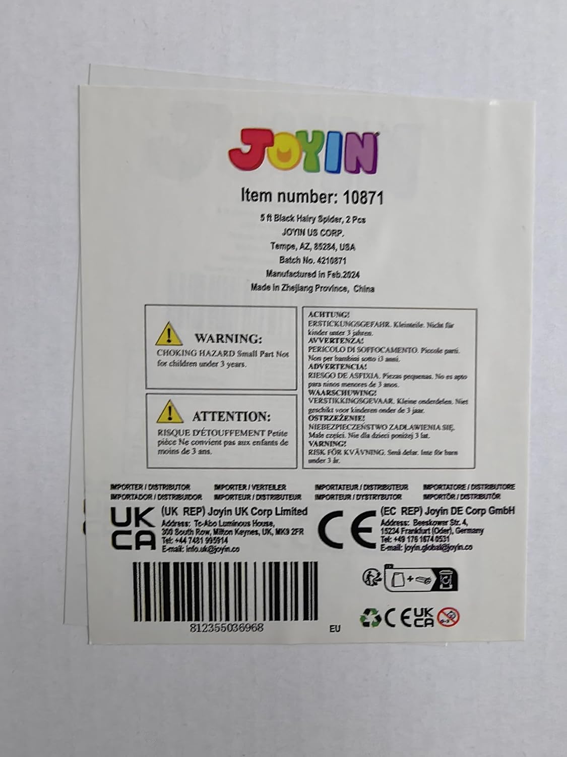 JOYIN 2 Pack 5 Ft Halloween Outdoor Decorations Hairy Black Spider, Scary Giant Spider, Fake Large Haunted House Props, Halloween Yard Lawn Decorations Party Indoor Decor