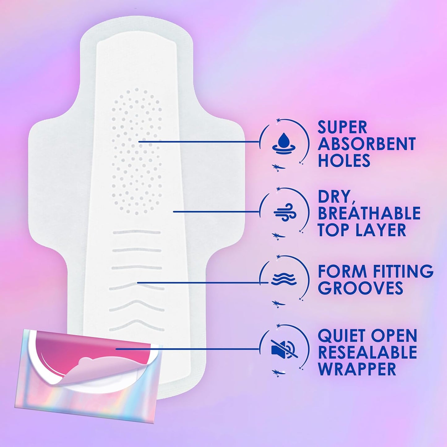 Always Pocket Feminine Pads for Women with FlexFoam, Size 1, Regular, with Wings, Unscented, 66 Count