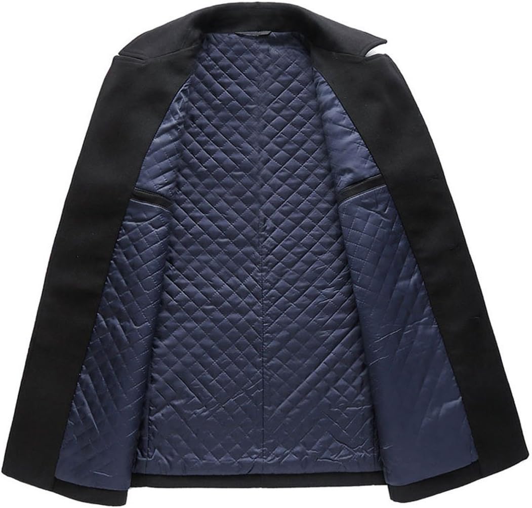 chouyatou Men's Classic Notched Collar Double Breasted Wool Blend Pea Coat