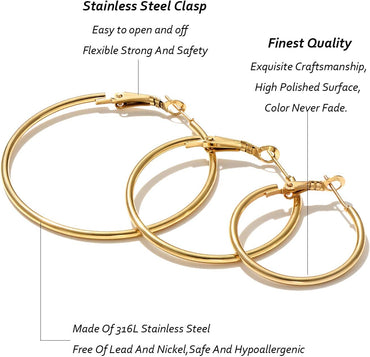 Stainless Steel Gold/Silver Plated Hoop Earrings for Women, Hypoallergenic 14k Gold Hoops Huggie Earrings Lightweight Cartilage Small CZ Ball Flatback Studs Earring Pack for Multiple Piercing