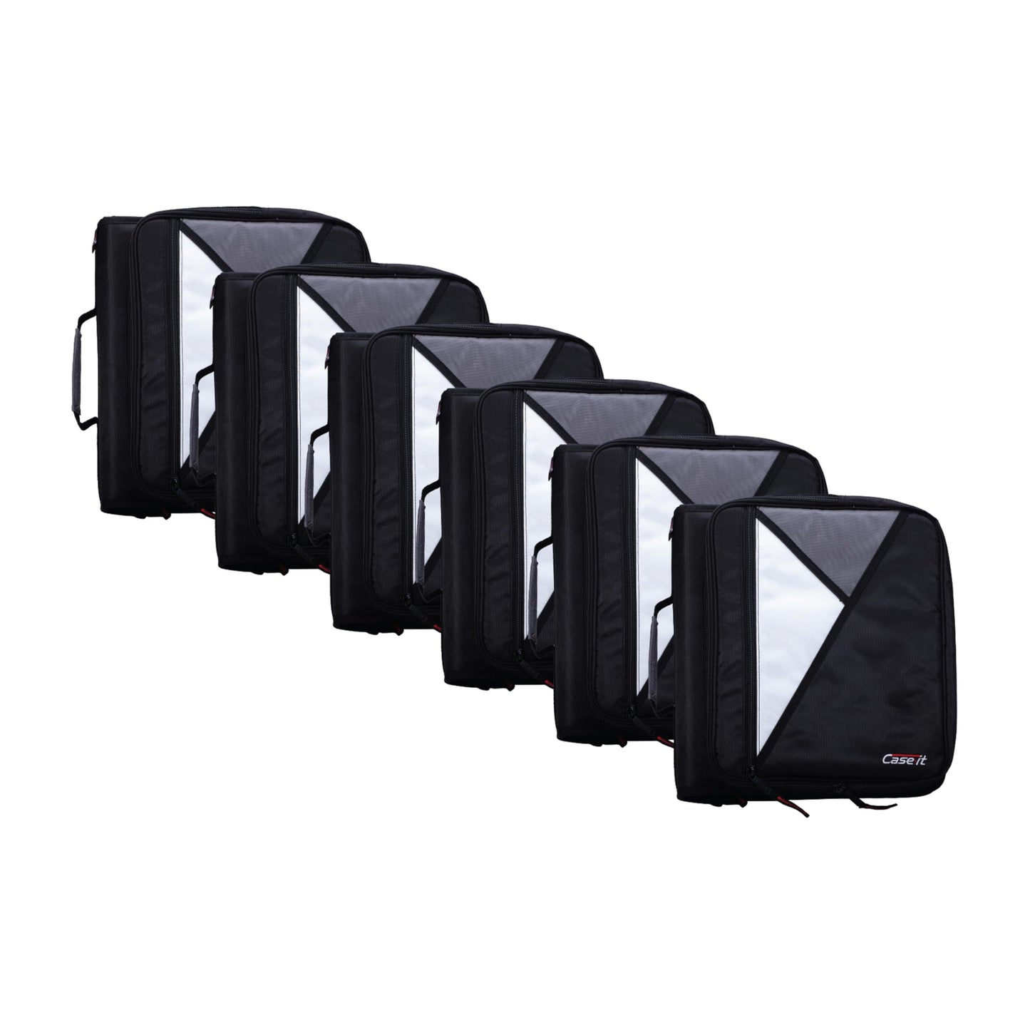 Case-It 2 Inch 3 D-Ring Zipper Binder with Padded Laptop Case Workstation, Shoulder Strap, LT-117, Black