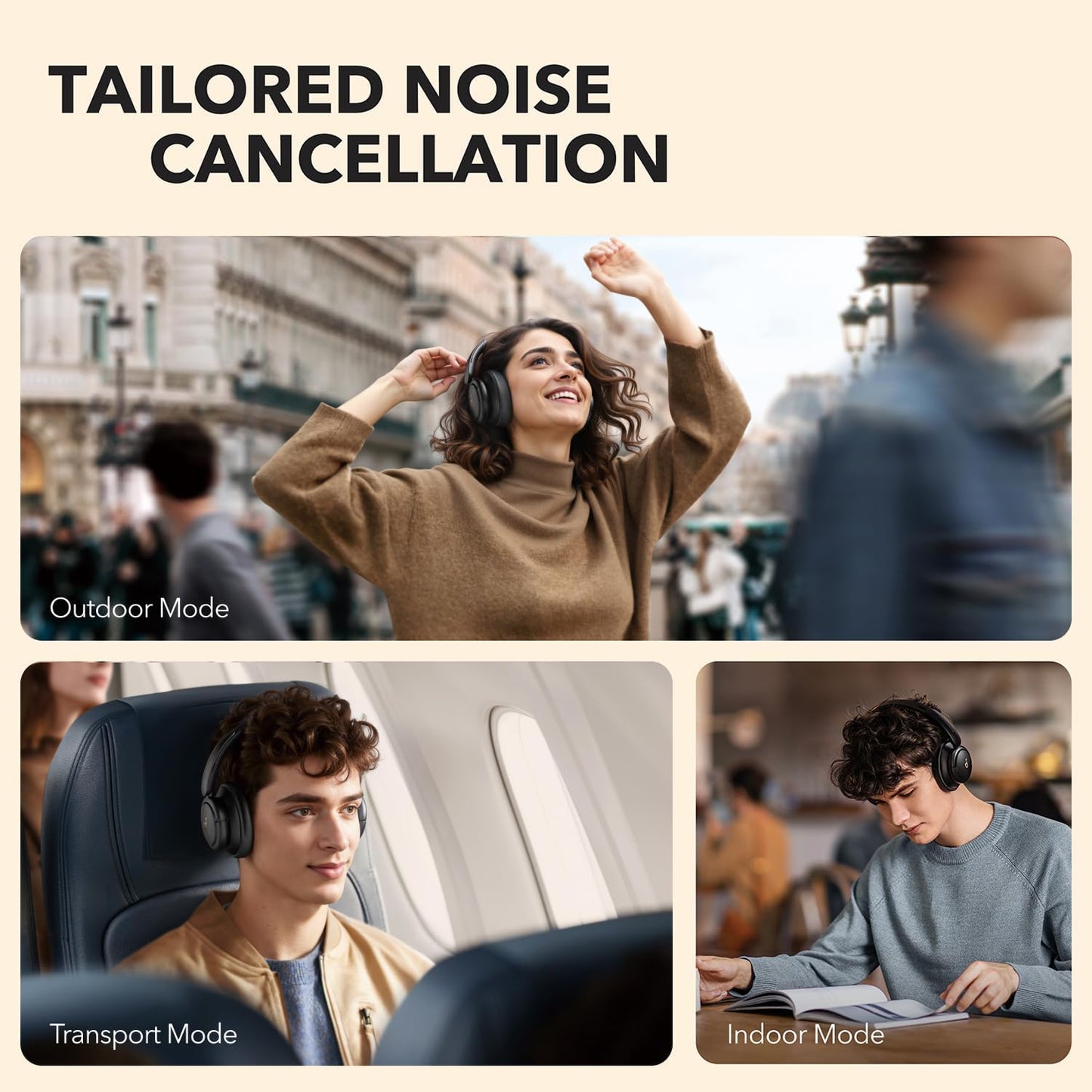 soundcore Life Q30 by Anker, Hybrid Active Noise Cancelling Headphones with Multiple Modes, Hi-Res Sound, Custom EQ via App, 50H Playtime, Comfortable Fit, Bluetooth, Multipoint Connection