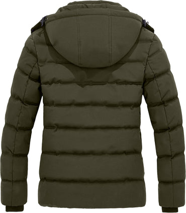 Wantdo Women's Hooded Warm Winter Coat Quilted Thicken Puffer Jacket with Removable Hood