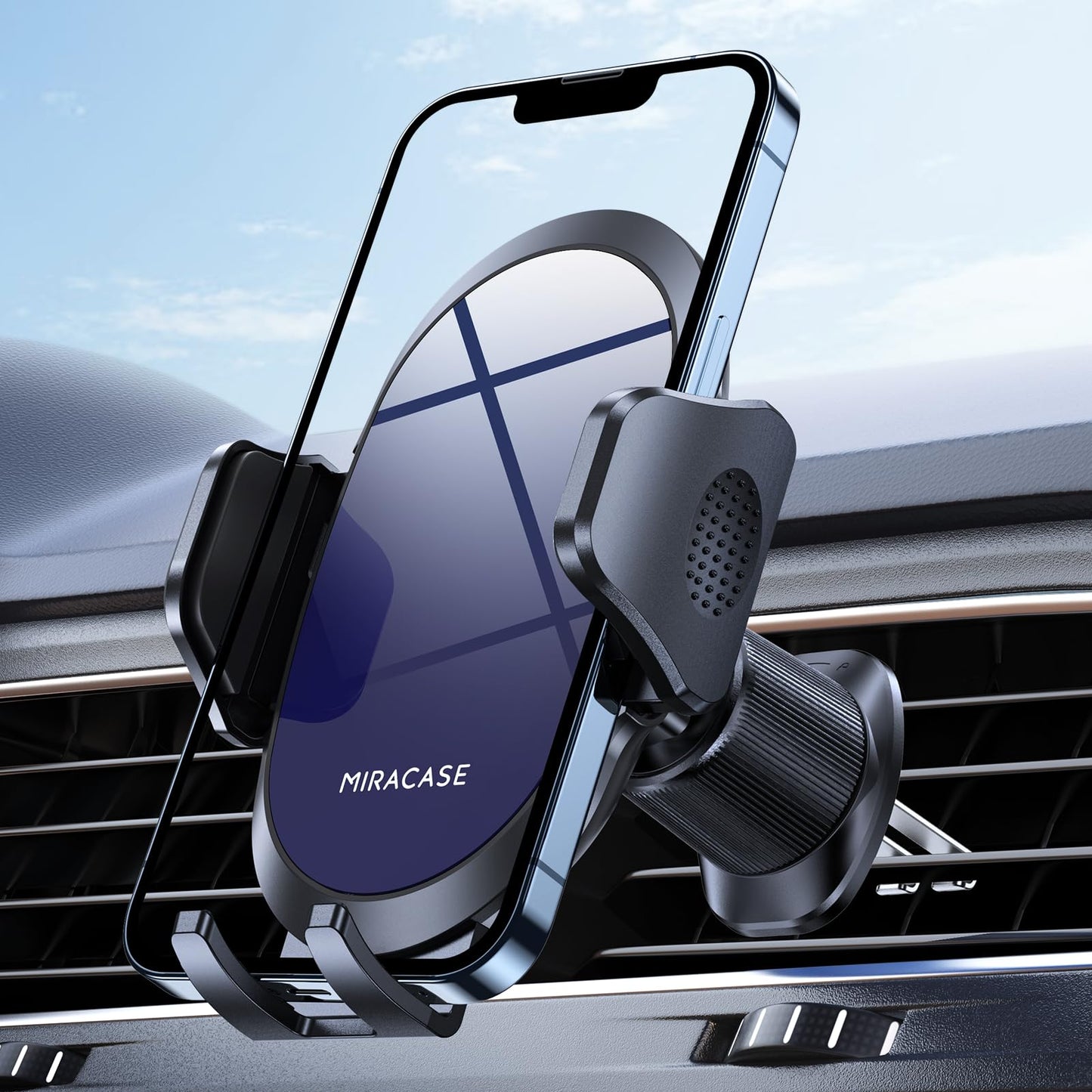 Miracase Phone Holders for Your Car with Metal Hook Clip, Air Vent Cell Phone Stand Car Mount, Universal Automobile Cradle Fit for iPhone Android and All Smartphones, Dark Black