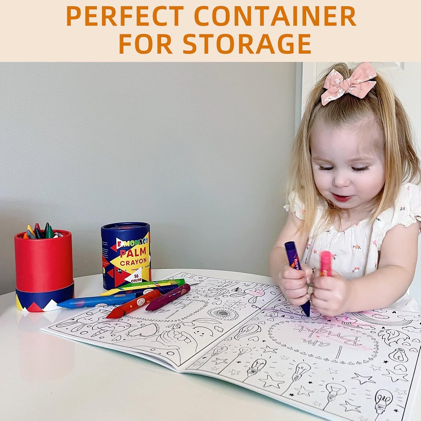 Lebze Jumbo Crayons for Toddlers, 16 Colors Non Toxic Crayons, Easy to Hold Large Crayon for Kids, Safe for Babies and Children Flower Monaco