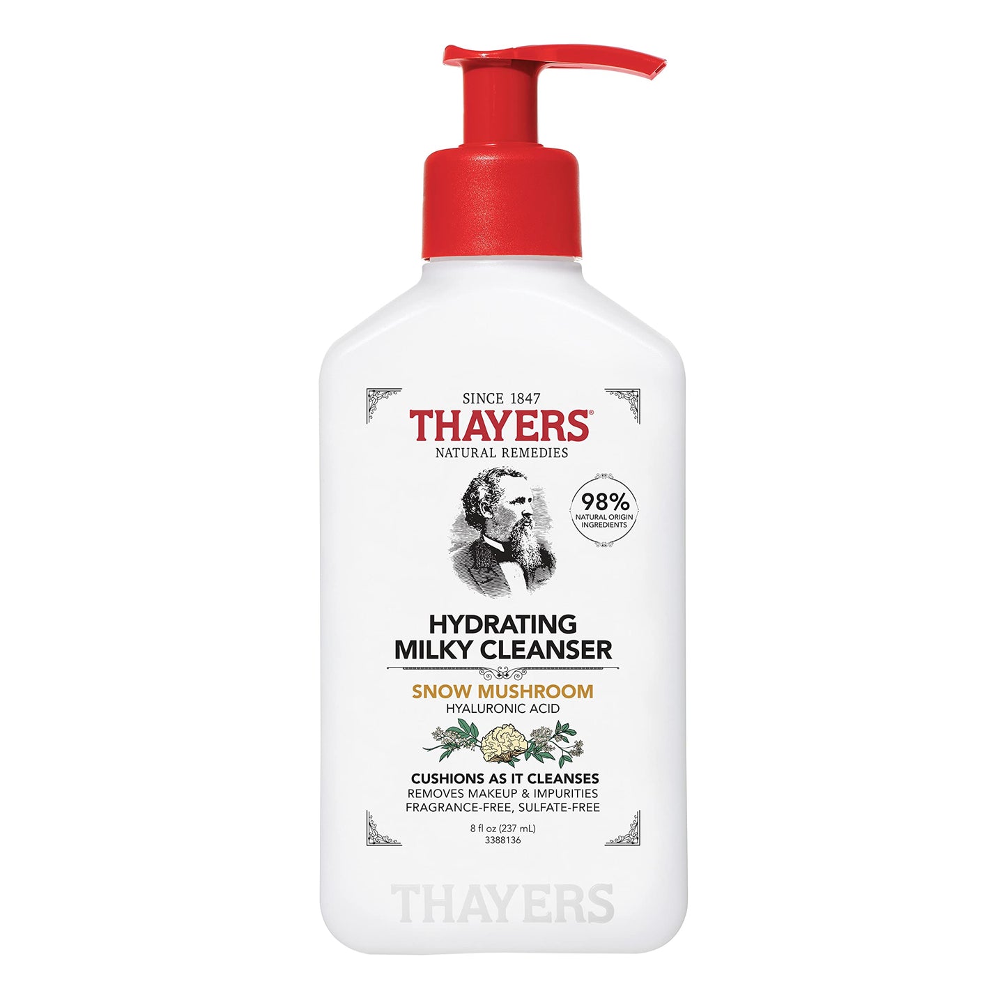 Thayers Milky Hydrating Face Toner with Snow Mushroom, Hyaluronic Acid and Elderflower, Dermatologist Recommended Gentle Alcohol Free Facial Skincare for Dry and Sensitive Skin, Paraben Free, 3 FL oz